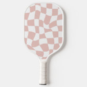 Blush Pink Warped Checkerboard Pickleball Paddle (Achterkant)