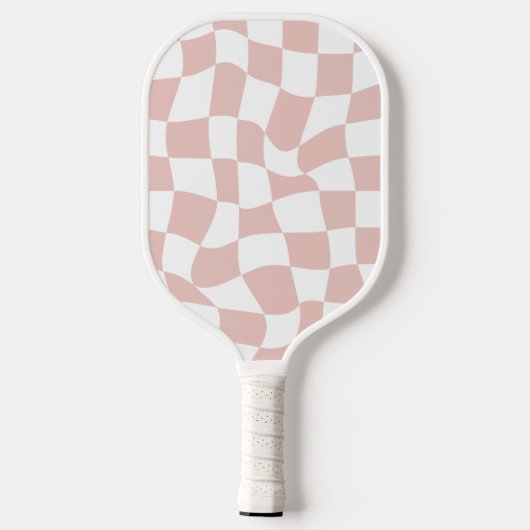Blush Pink Warped Checkerboard Pickleball Paddle (Achterkant)