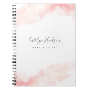 Blush Pink Watercolor Feminine Makeup artist Notitieboek