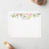 Blush Pink Watercolor Floral Personalized Notitiekaartje (Voorkant / Achterkant in situ)