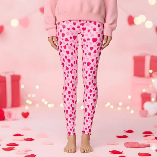 Blush Pink Watercolor Hearts Valentine Gift Leggings