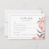 Blush Pink Watercolor Peony Wedding RSVP Card (Voorkant)