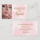 Blush Pink Watercolor Photo Makeup Visitekaartje (Voorkant / Achterkant)