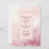 Blush Pink Watercolor Wash Japanese Wedding Kaart (Voorkant)