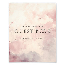 Blush Pink Watercolor Wash Wedding Guest Book Sign Foto Afdruk