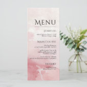 Blush Pink Watercolor Wash Wedding Menu (Staand voorkant)