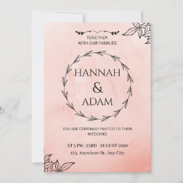 Blush Pink Watercolor Wreath Wedding Invitation Kaart
