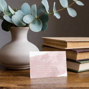 Blush Pink Waterverf Baby shower Boek Aanvraag Informatiekaartje