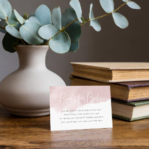 Blush Pink Waterverf Baby shower Boek Aanvraag Informatiekaartje
