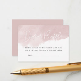 Blush Pink Waterverf Baby shower Luier Raffle Informatiekaartje
