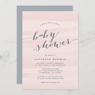 Blush Pink Waterverf Baby shower Uitnodiging