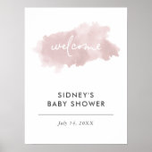Blush Pink Waterverf Baby shower Welkomstbord Poster (Voorkant)