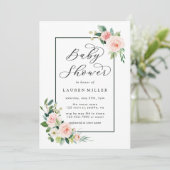 Blush Pink Waterverf Bloom Baby shower Kaart (Staand voorkant)