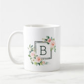 Blush Pink Waterverf Bloom Monogram Koffiemok (Links)