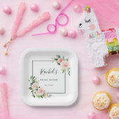 Blush Pink Waterverf Bloom Vrijgezellenfeest Papieren Bordje (Feest)