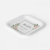 Blush Pink Waterverf Bloom Vrijgezellenfeest Papieren Bordje (Gebogen)