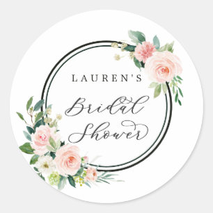 Blush Pink Waterverf Bloom Vrijgezellenfeest Ronde Sticker
