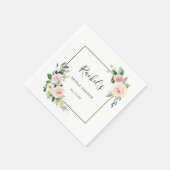 Blush Pink Waterverf Bloom Vrijgezellenfeest Servet (Hoek)