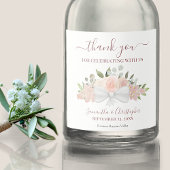 Blush Pink Waterverf Bouquet Weddenschap Dank je Likeurfles Etiket