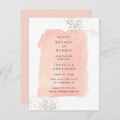 Blush Pink Waterverf Brunch Bubble Vrijgezellenfee Uitnodiging Briefkaart (Voorkant / Achterkant)