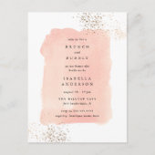 Blush Pink Waterverf Brunch Bubble Vrijgezellenfee Uitnodiging Briefkaart (Voorkant)