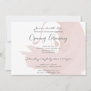 BLUSH PINK WATERVERF BRUSHSTROKE OPENING CEREMONY KAART