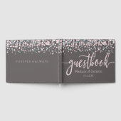 Blush Pink Waterverf Confetti Weddenschap Monogram Gastenboek (Volledig)