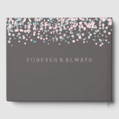 Blush Pink Waterverf Confetti Weddenschap Monogram Gastenboek (Achterkant)