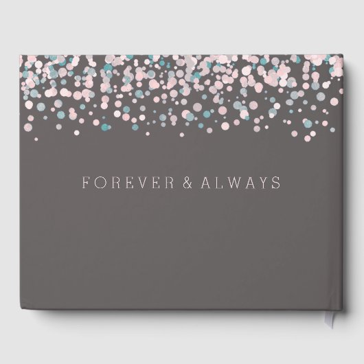 Blush Pink Waterverf Confetti Weddenschap Monogram Gastenboek (Achterkant)