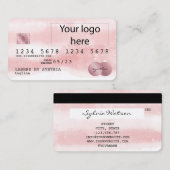 Blush Pink Waterverf Credit Kaart Style ADD LOGO Visitekaartje (Voorkant / Achterkant)