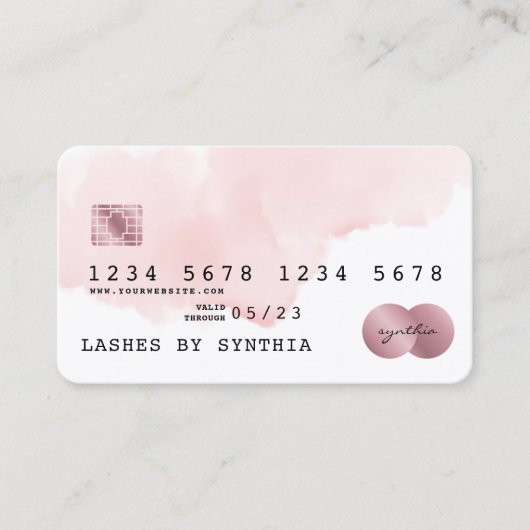 Blush Pink Waterverf Credit Kaart Style Visitekaartje (Voorkant)