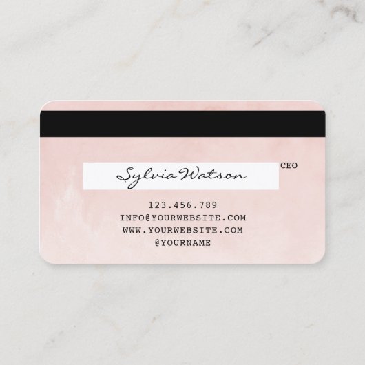 Blush Pink Waterverf Credit Kaart Style Visitekaartje (Achterkant)