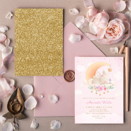 Blush Pink Waterverf Cute Bunny Girl Baby shower Kaart