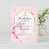 Blush Pink Waterverf Floral Afstuderen Kaart (Staand voorkant)