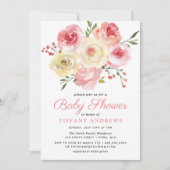 Blush Pink Waterverf Floral Baby shower Kaart (Voorkant)