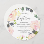 Blush Pink Waterverf Floral Baptism Christening Kaart (Voorkant / Achterkant)
