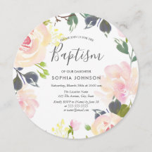 Blush Pink Waterverf Floral Baptism Christening
