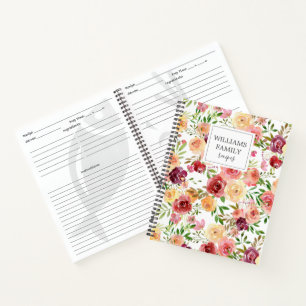 Blush Pink Waterverf Floral Boho Custom Family Notitieboek