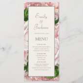 Blush Pink Waterverf Floral Cream Weddenschap Menu (Voorkant)