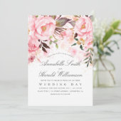 Blush Pink Waterverf | Floral Elegant Bruiloft Kaart (Staand voorkant)