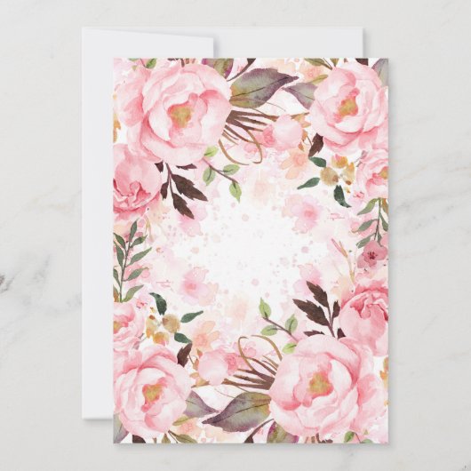 Blush Pink Waterverf | Floral Elegant Bruiloft Kaart (Achterkant)