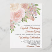 Blush Pink Waterverf Floral Elegant Wedding Folie Uitnodiging (Voorkant)