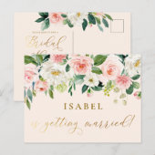 Blush Pink Waterverf Floral Girly Vrijgezellenfees Briefkaart (Voorkant / Achterkant)