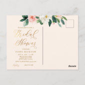Blush Pink Waterverf Floral Girly Vrijgezellenfees Briefkaart (Achterkant)