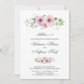 Blush Pink Waterverf Floral Islamic Wedding Kaart (Voorkant)
