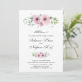 Blush Pink Waterverf Floral Islamic Wedding Kaart (Staand voorkant)
