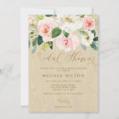 Blush Pink Waterverf Floral Kraft Vrijgezellenfees Kaart (Voorkant)