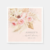 Blush Pink Waterverf floral pampas boho Servet (Voorkant)
