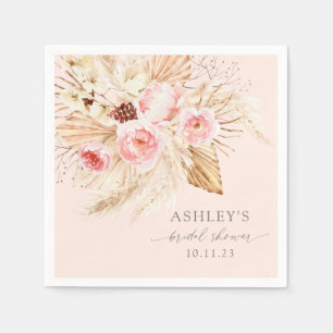 Blush Pink Waterverf floral pampas boho Servet