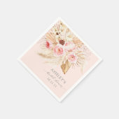 Blush Pink Waterverf floral pampas boho Servet (Hoek)